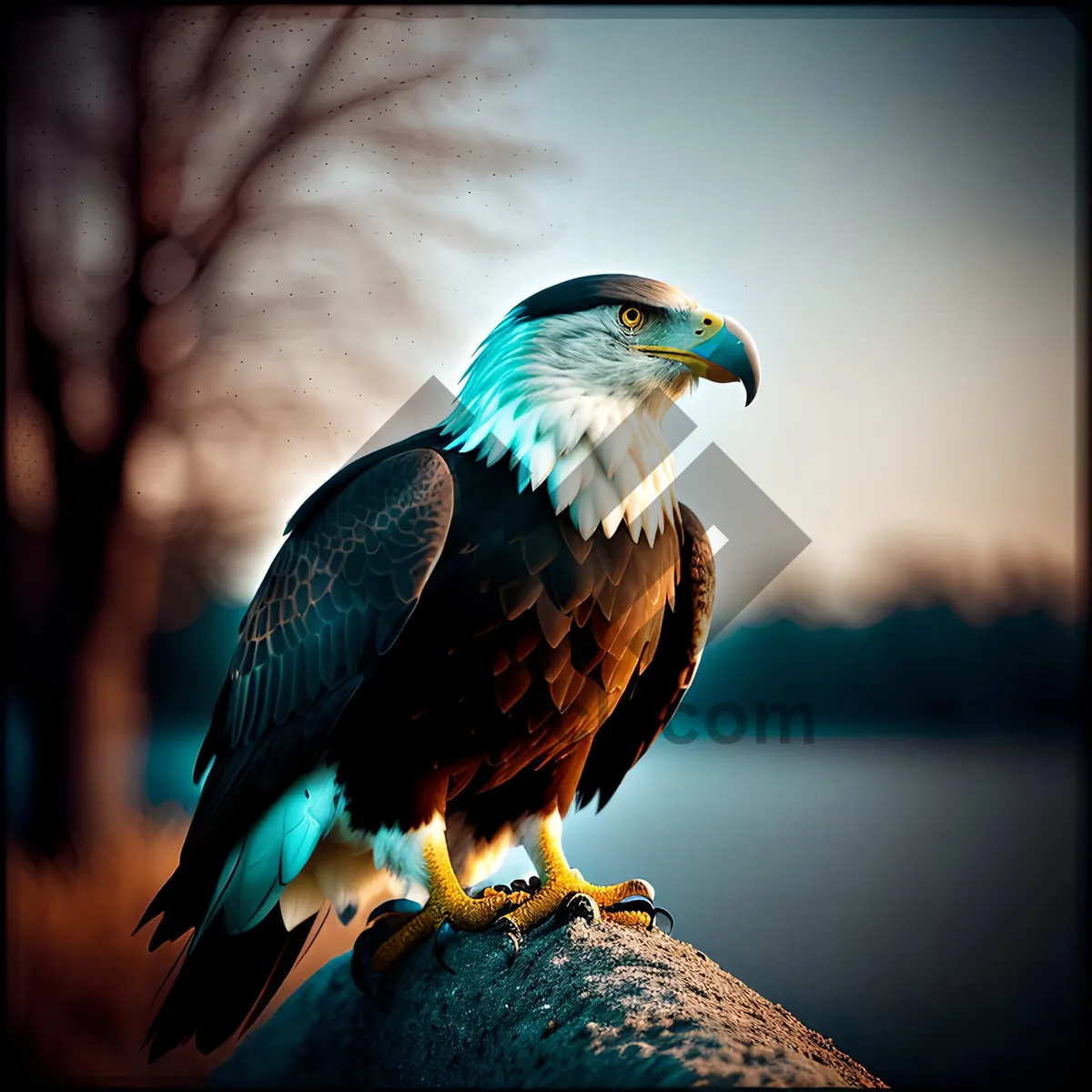 Picture of Eagle Head Portrait with Majestic Brown Feathers