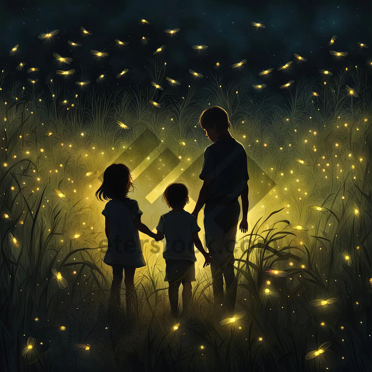 Picture of Night Sky Silhouette with Bright Stars Lighting Up Space