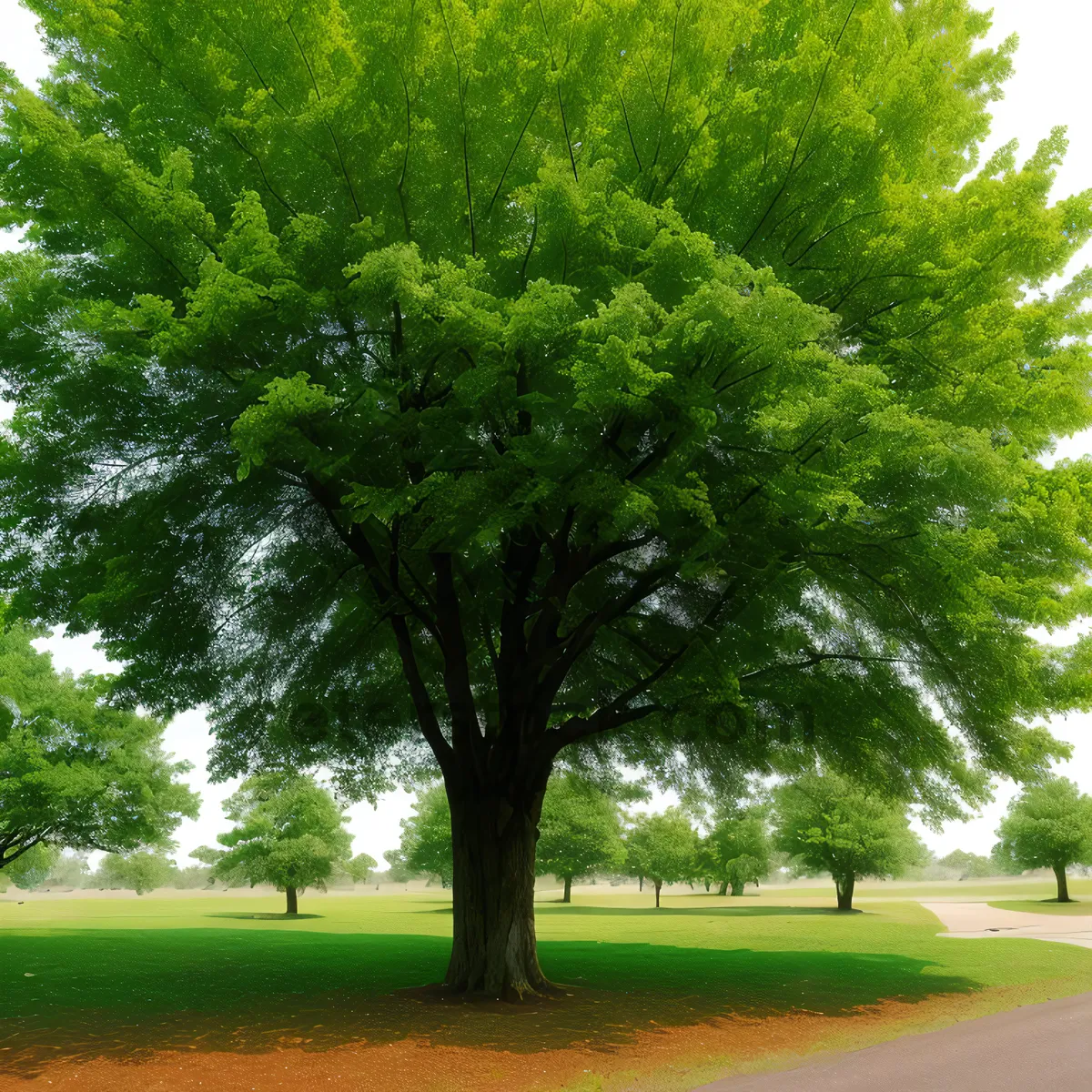 Picture of Serene Summer Forest Landscape with Elm Trees