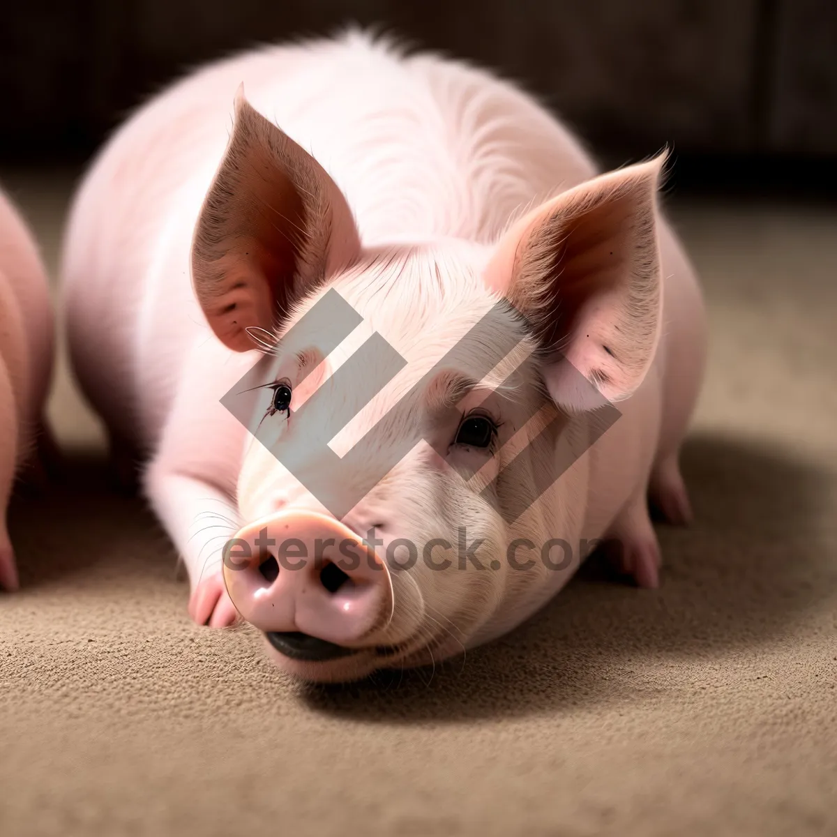 Picture of Adorable Pink Piggy Bank on Farm