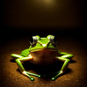 Bulging-eyed Tree Frog Peeking Through Leaves