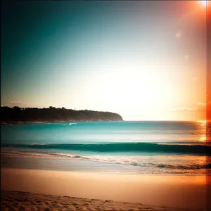 Golden Sunset Over Tranquil Tropical Beach