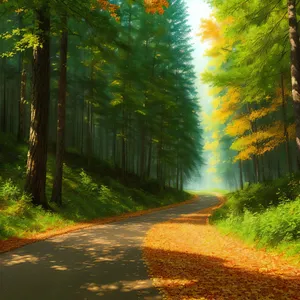 Colorful Autumn Pathway in a Peaceful Forest