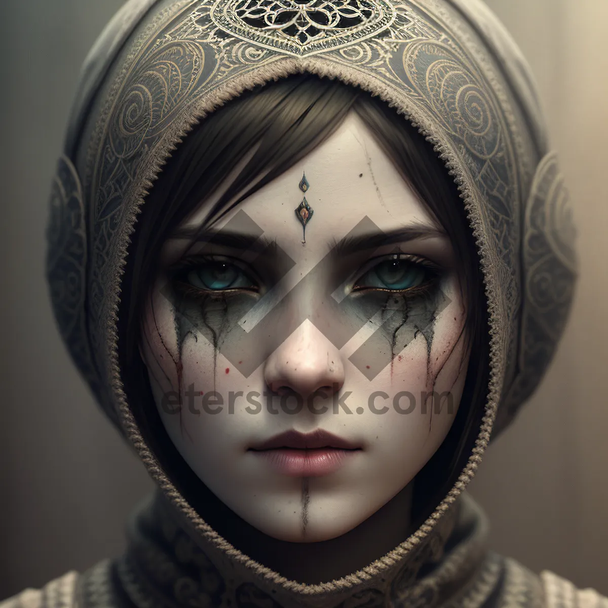 Picture of Captivating Beauty: Enigmatic Masked Portrait of a Seductive Brunette