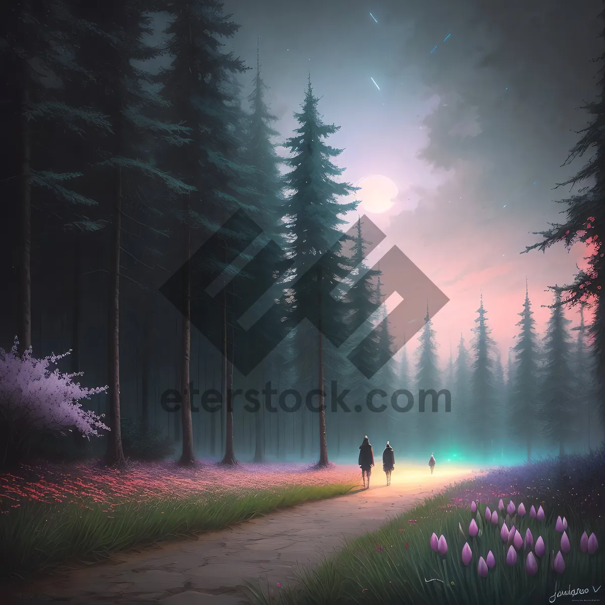 Picture of Enchanting Night Sky amidst Serene Forest