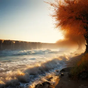 Sunset Reflection on a Tropical Beach