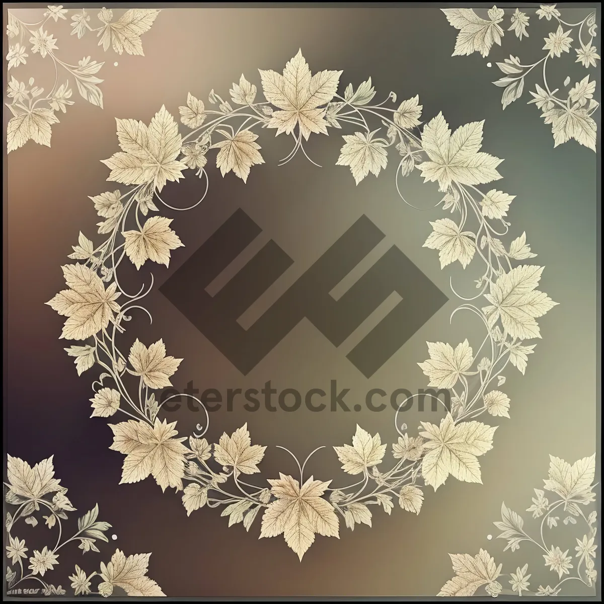 Picture of Frosty Winter Floral Pattern in Retro Style