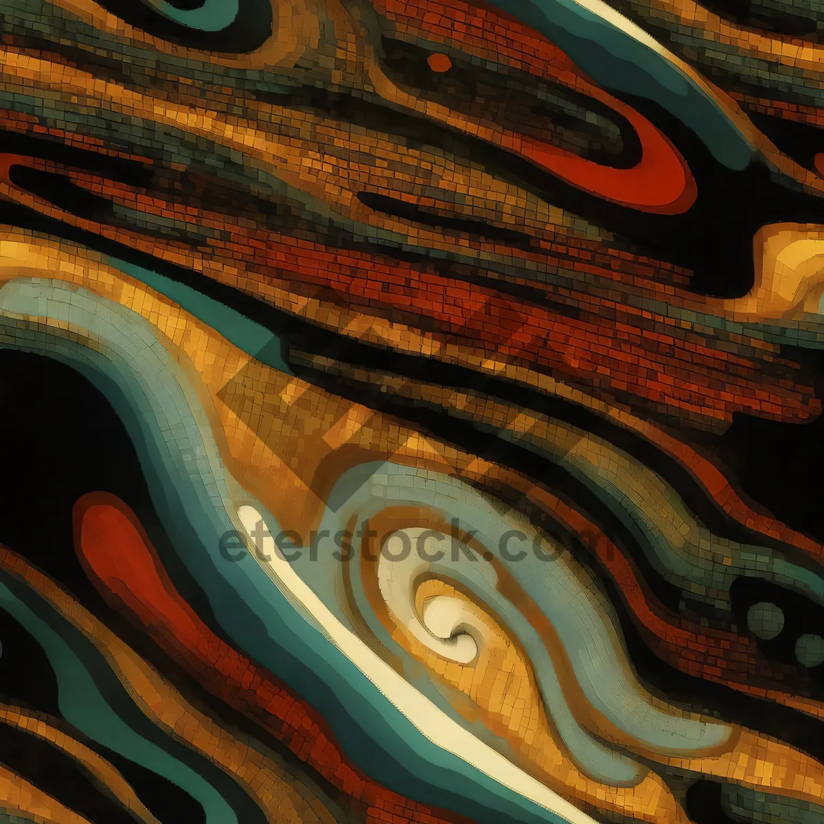 Picture of Elegant Eel Swirls in Black: Abstract Fractal Graphic Wallpaper