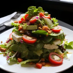 Fresh gourmet salad with healthy vegetables and cheese