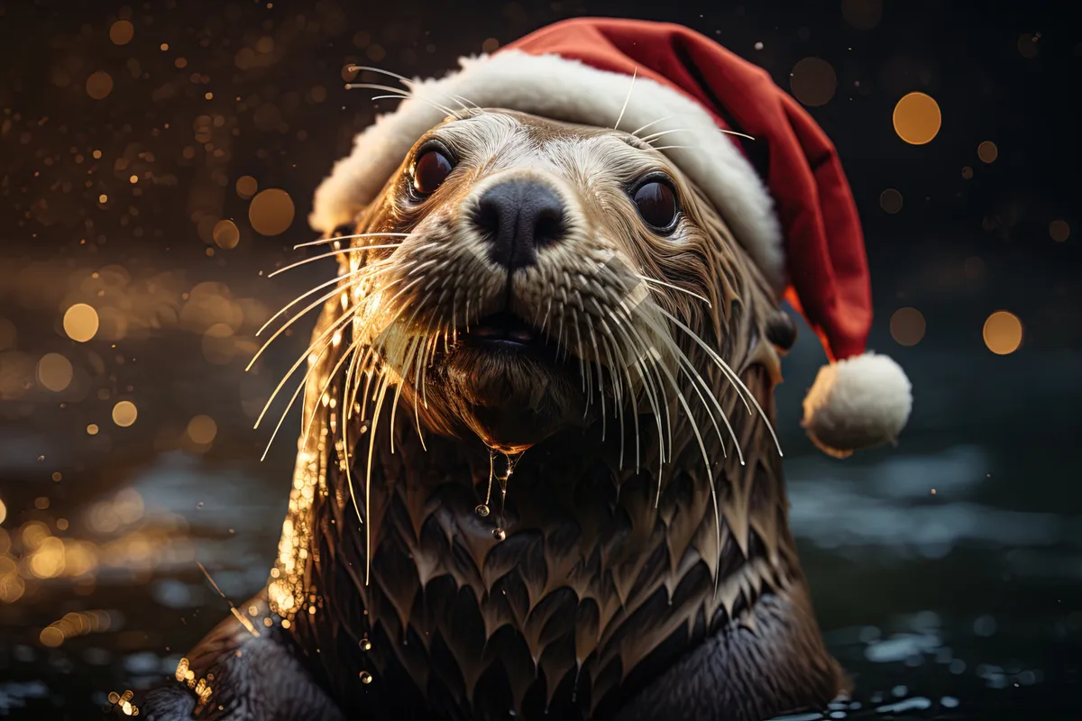 Picture of Cute otter playing in the sea water.