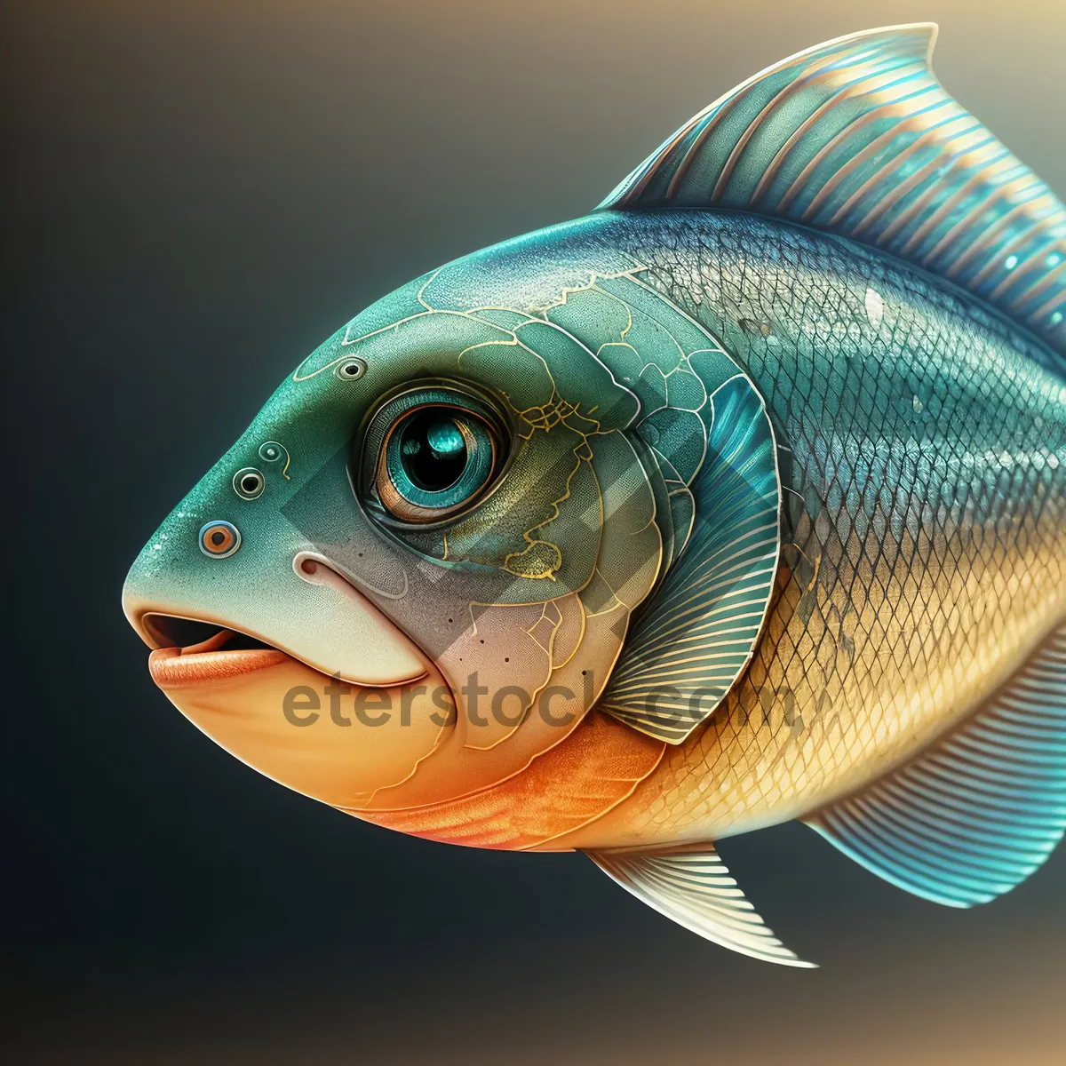 Picture of Orange Goldfish Swimming in Aquarium