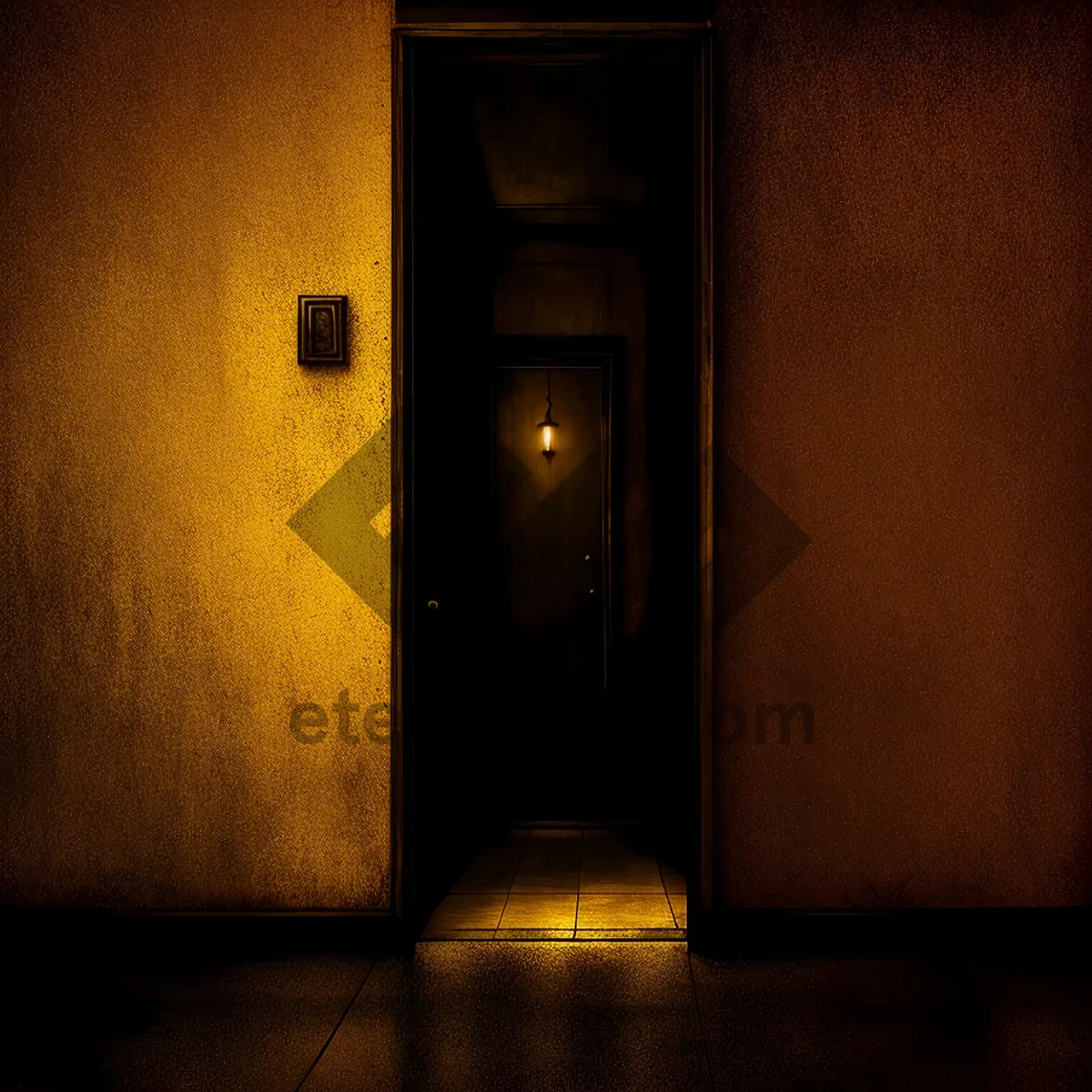 Picture of Antique elevator in historic building with decorative walls