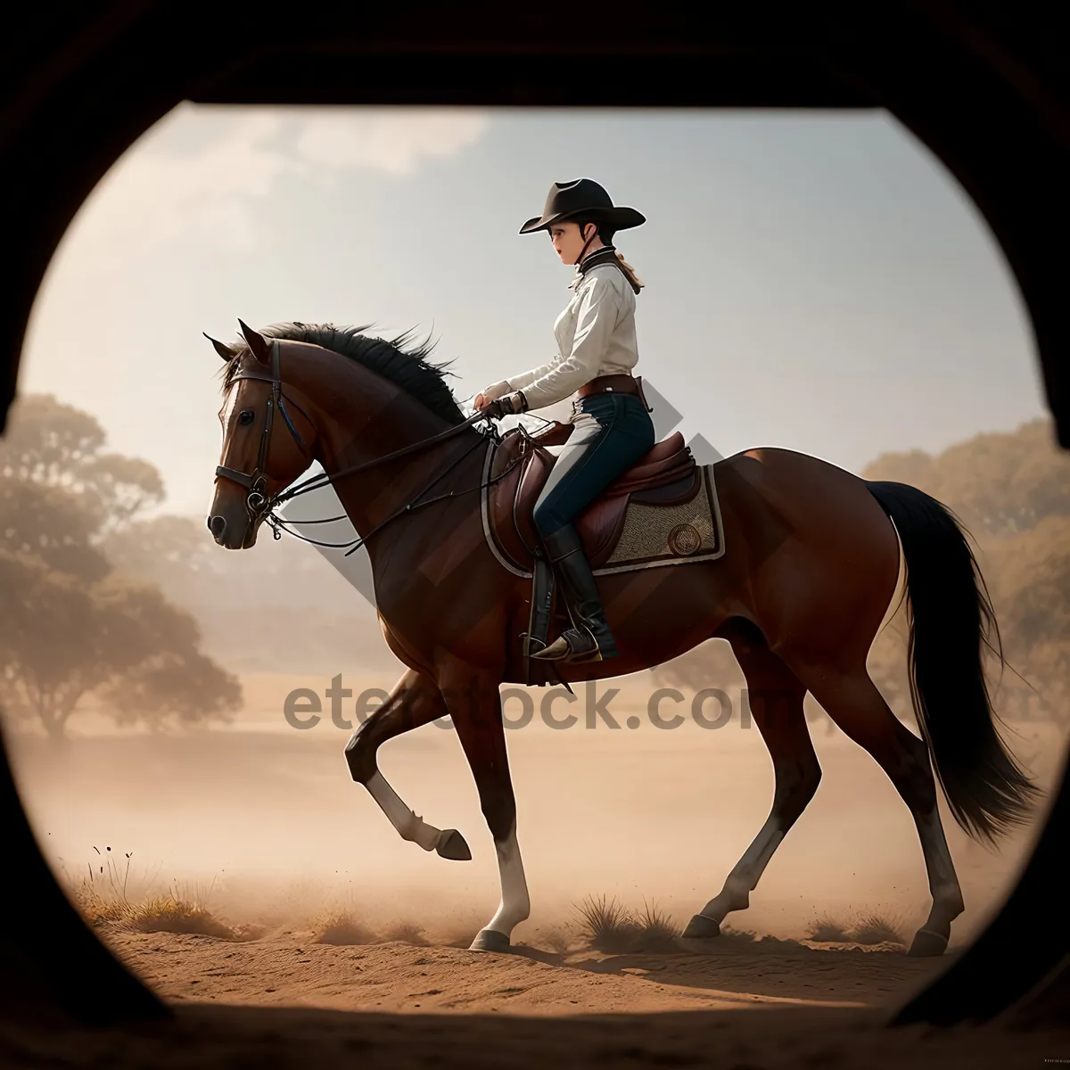 Picture of Horseback Riding Cowboy on Vaulting Horse