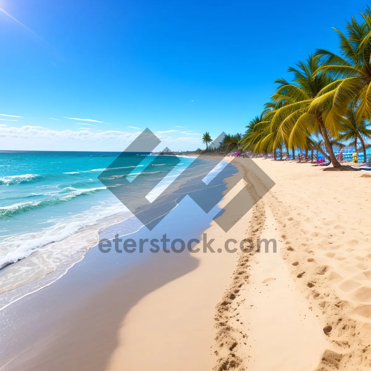 Picture of Turquoise Paradise: Idyllic Coastal Waterscape with Palm Trees