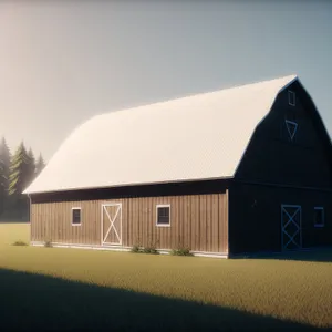 Rustic Farm Hut Under Clear Blue Sky