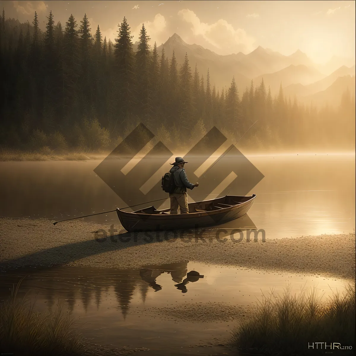 Picture of Serene Fisherman's Sunset on the Lake