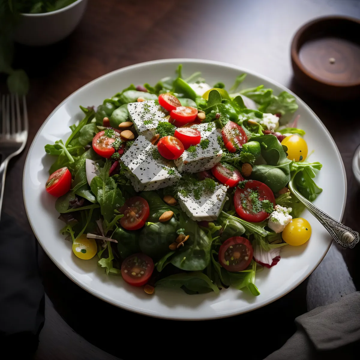 Picture of Delicious Gourmet Salad with Fresh Vegetables and Cheese