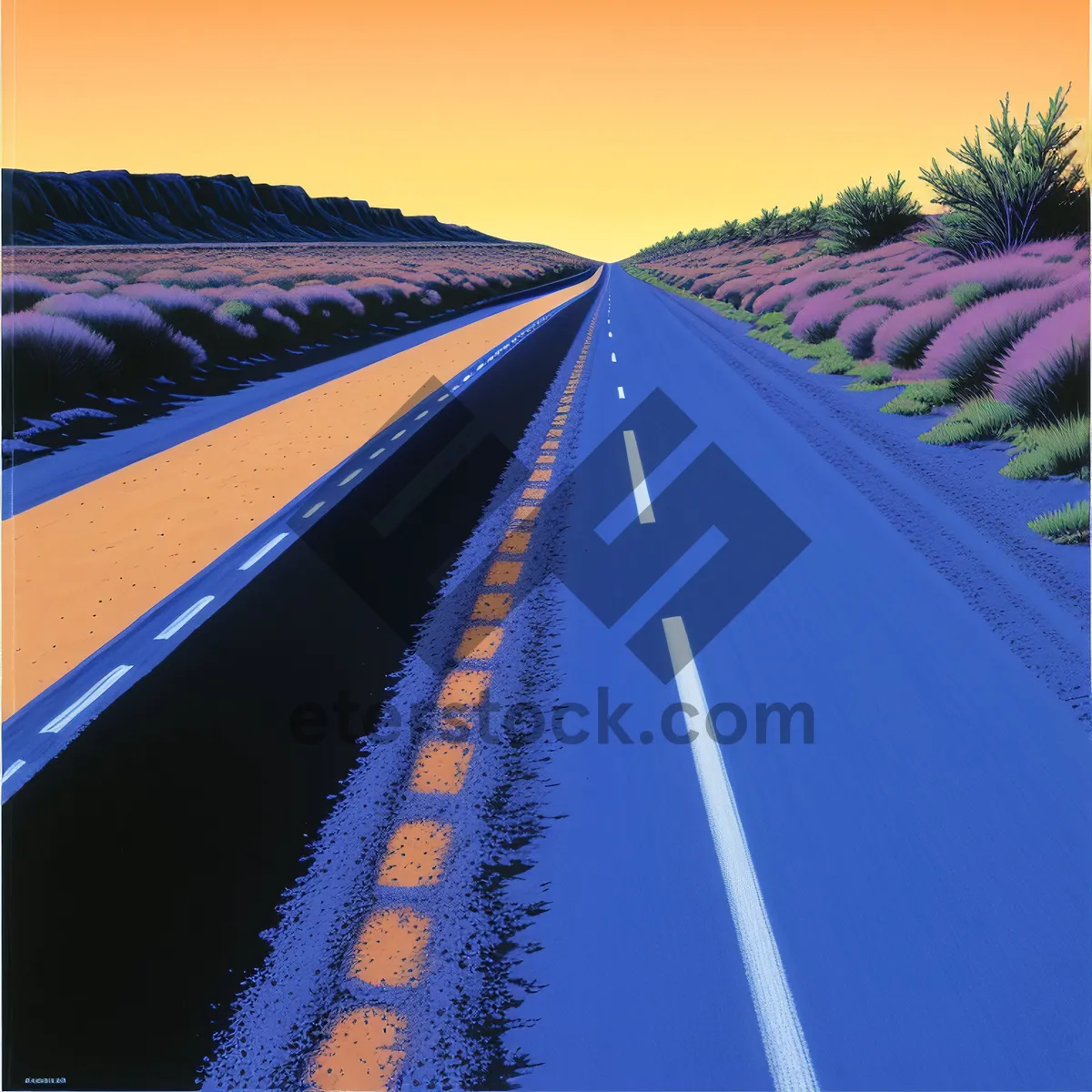 Picture of Speeding through the Vibrant Asphalt Lines