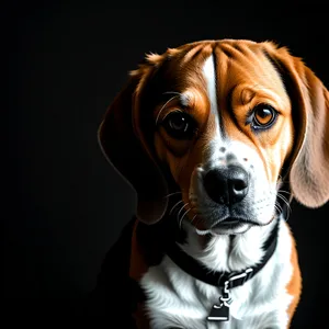 Playful Beagle Puppy with Collar - Cute and Adorable!