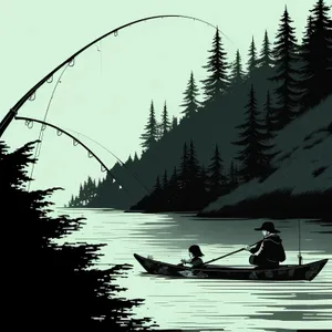 Serene Sunset on Calm Waters with Kayak