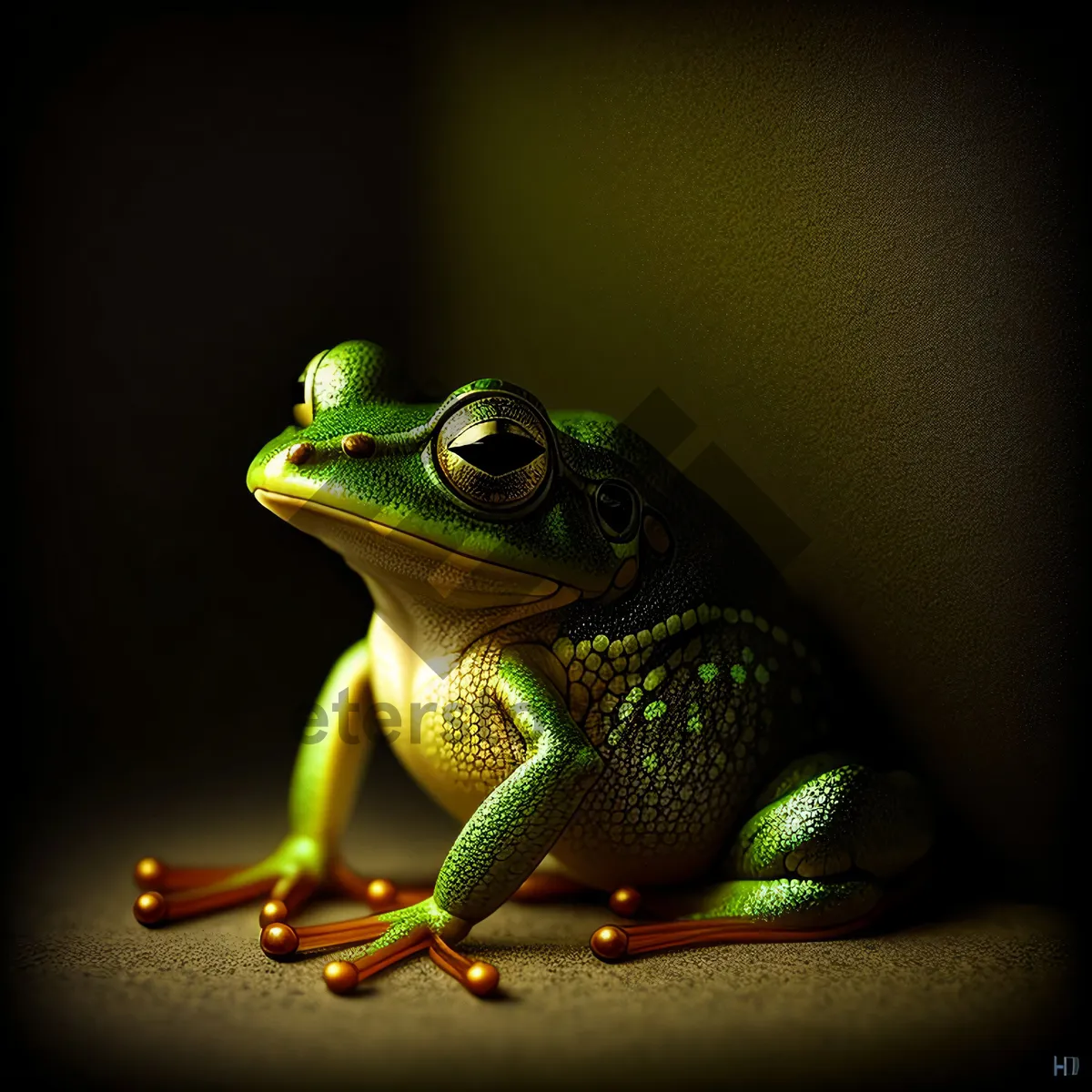 Picture of Vibrant-eyed Tree Frog Perched on Leaf