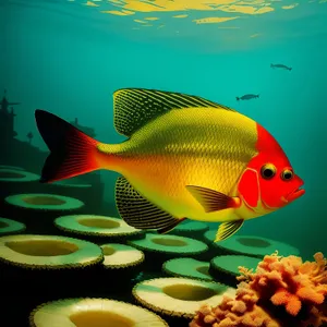 Colorful Goldfish Swimming in Aquarium