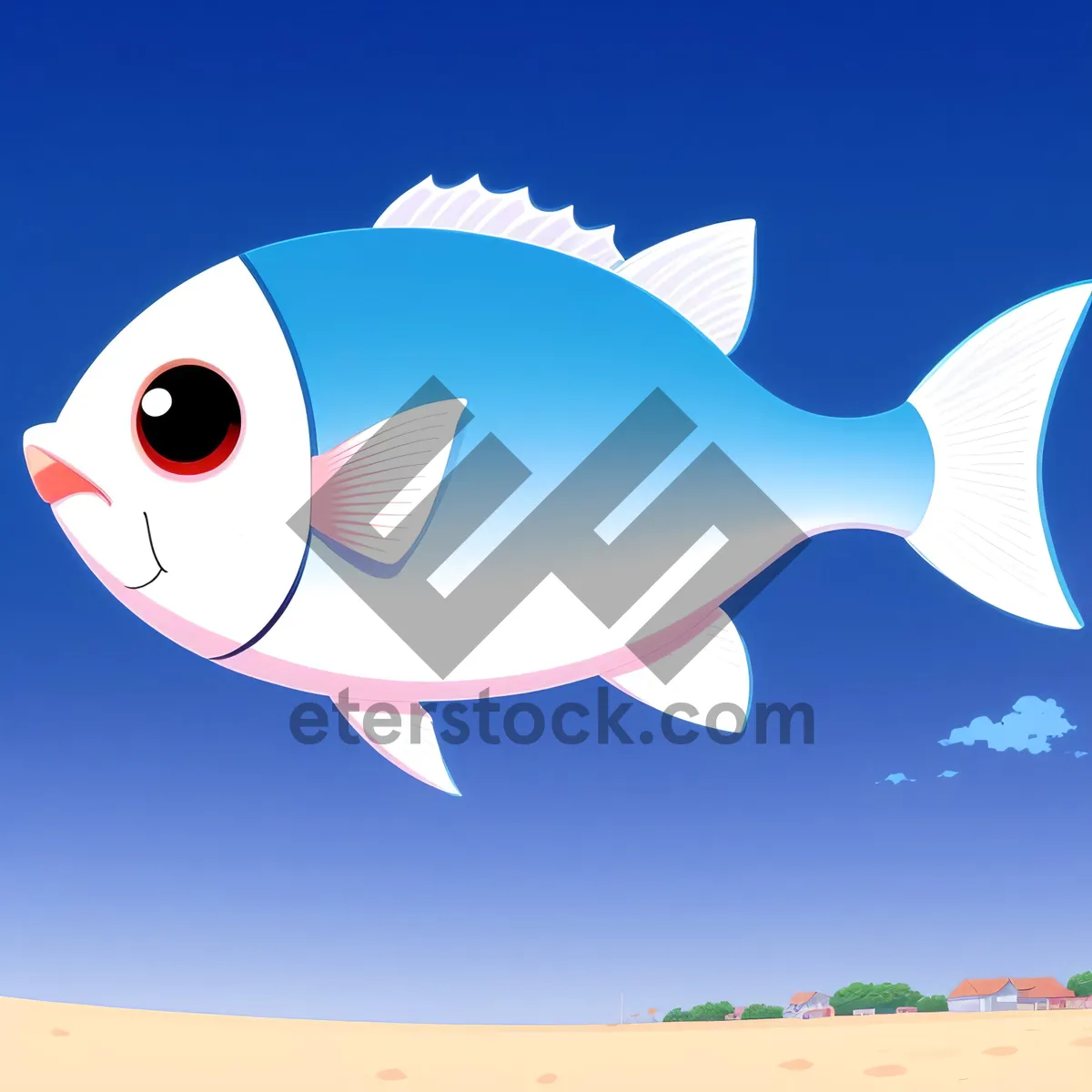 Picture of Cartoon Animal in Wave Design