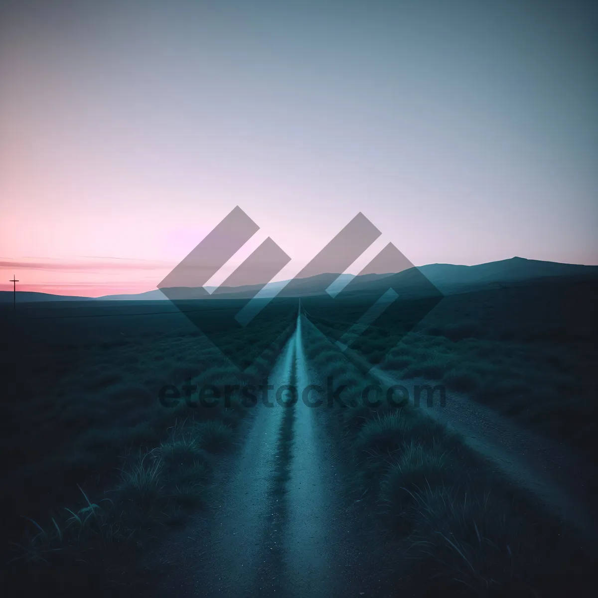 Picture of Sunset Road through Rural Desert Landscape