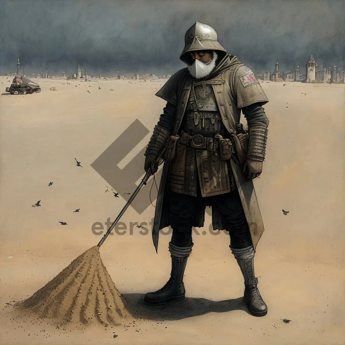 Picture of Winter Warrior: Male with Shield and Snow Shovel