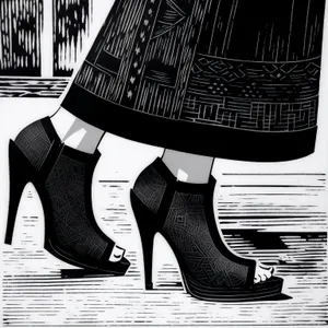 Stylish Black Leather High Heel Sandals