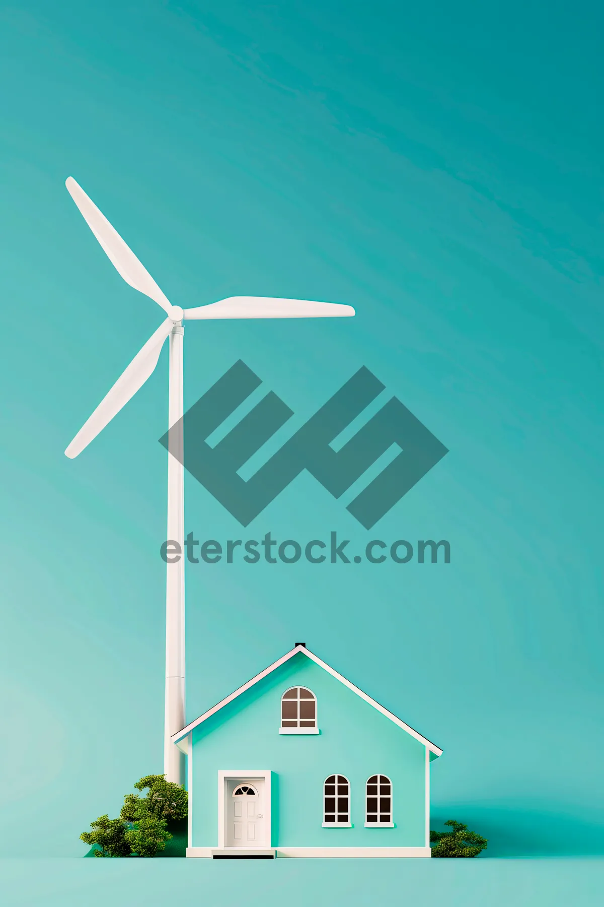 Picture of Clean Energy Windmill in Industrial Landscape Generating Power