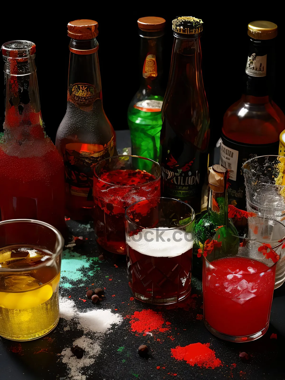 Picture of Closeup of Cold Beer Bottle on Restaurant Table