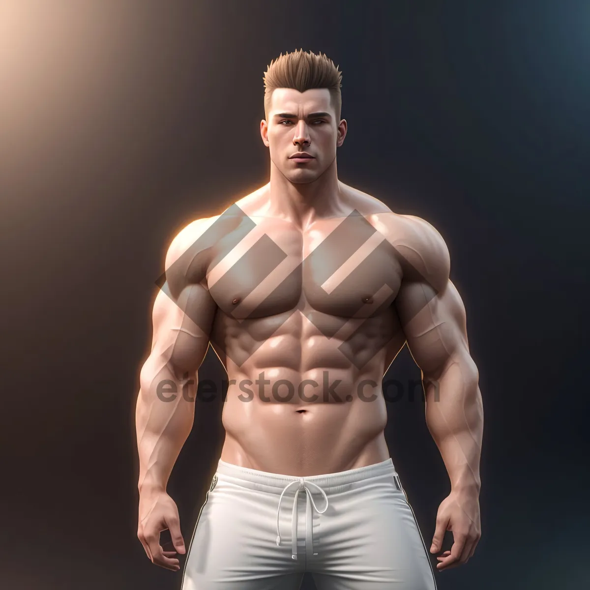 Picture of Muscular Male Fitness Model Posing Strong