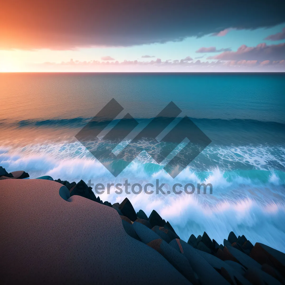 Picture of Sunset at the Serene Ocean Beach