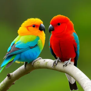 Colorful Macaw perched on branch