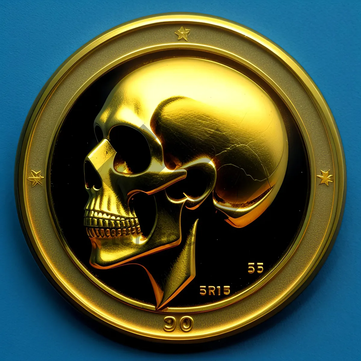 Picture of Dark Gold Shield Button Icon with Shiny Metallic Design