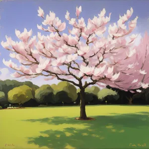 Spring Blossoms: Magnolia Tree in a Garden