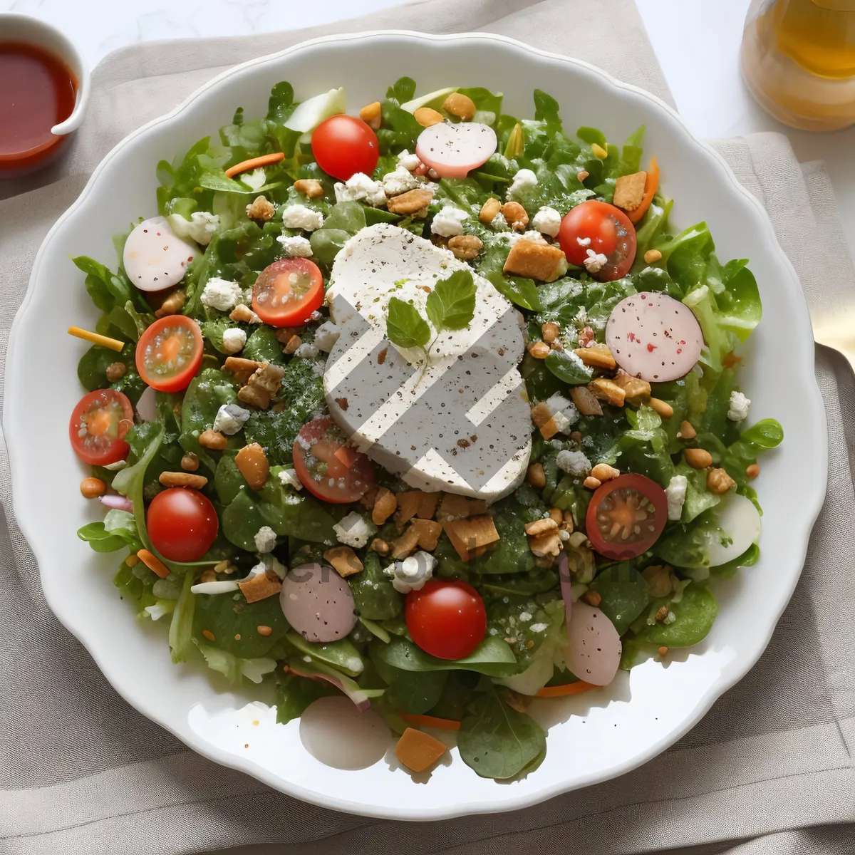 Picture of Delicious gourmet chicken salad with fresh vegetables