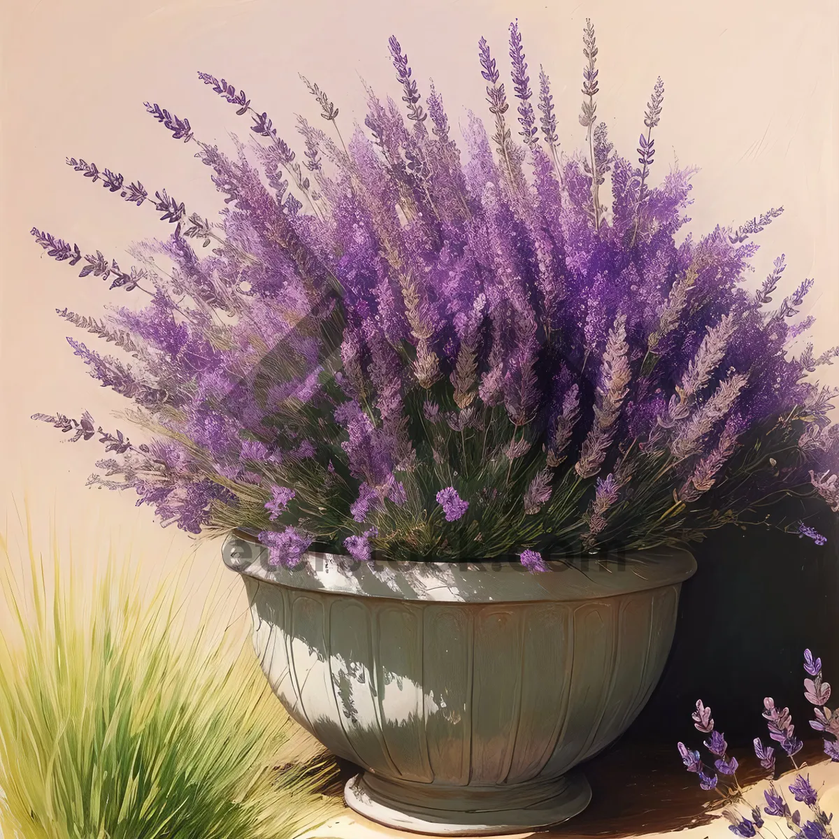 Picture of Purple Lavender in a Pot: Floral Delight