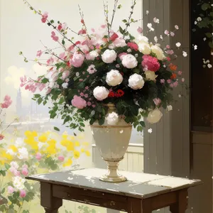 Flower-filled Festive Table Decoration with Vase