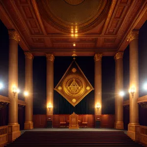 Historic Cathedral Interior with Ornate Curtain