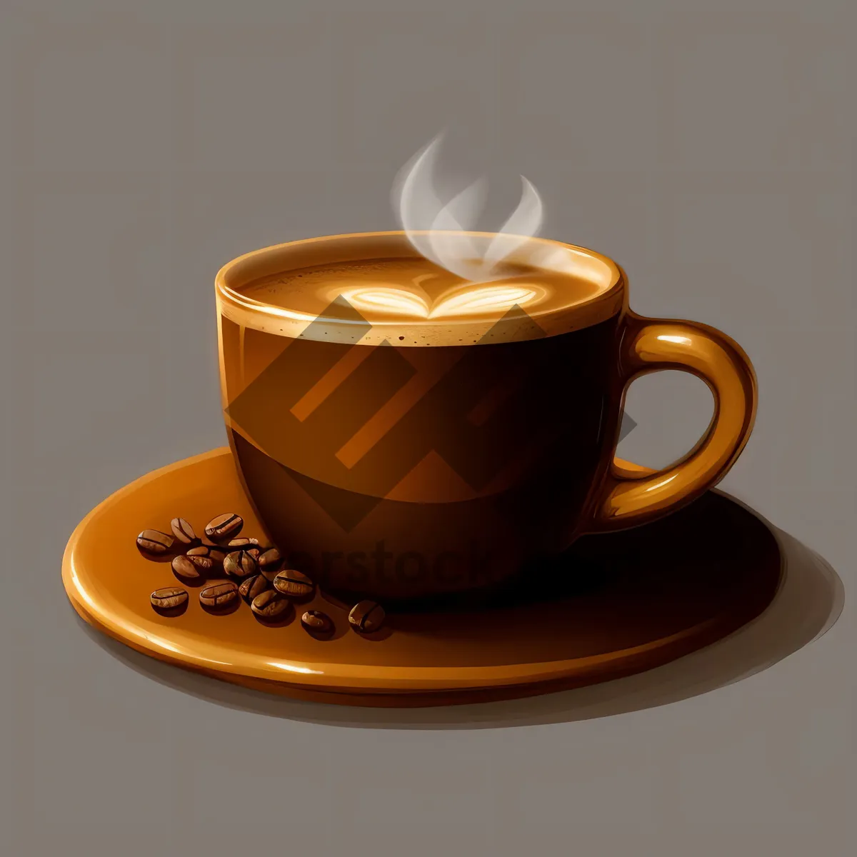 Picture of Hot Cappuccino on Black Table for Breakfast