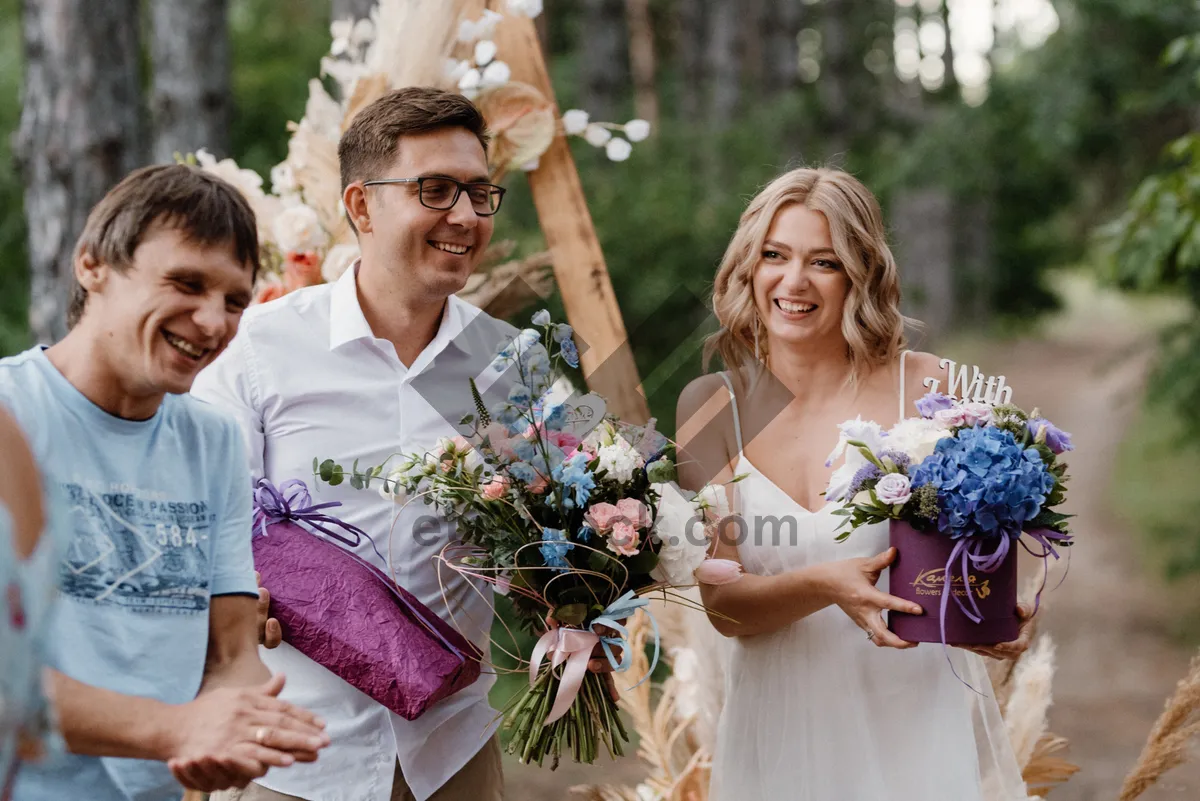 Picture of Smiling couple in love at wedding ceremony