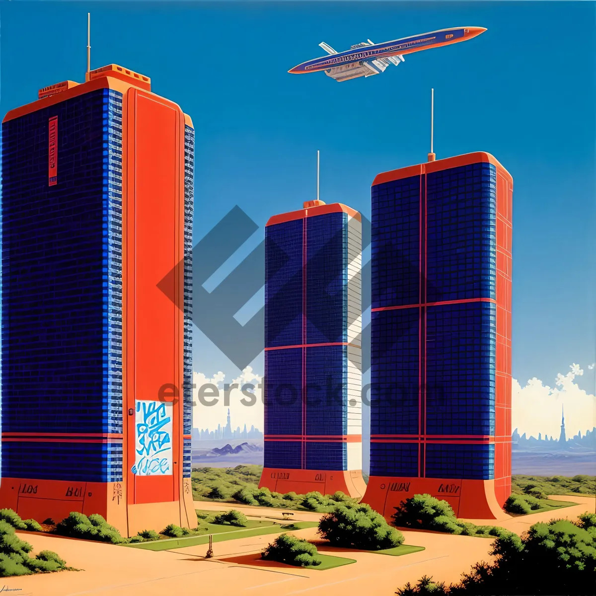 Picture of Downtown Urban Skyline with Modern Skyscrapers