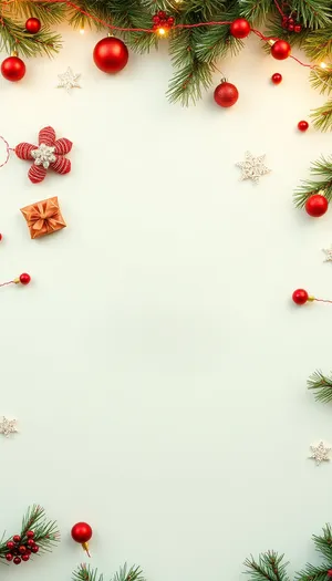Winter Holiday Greeting Card with Festive Ornaments