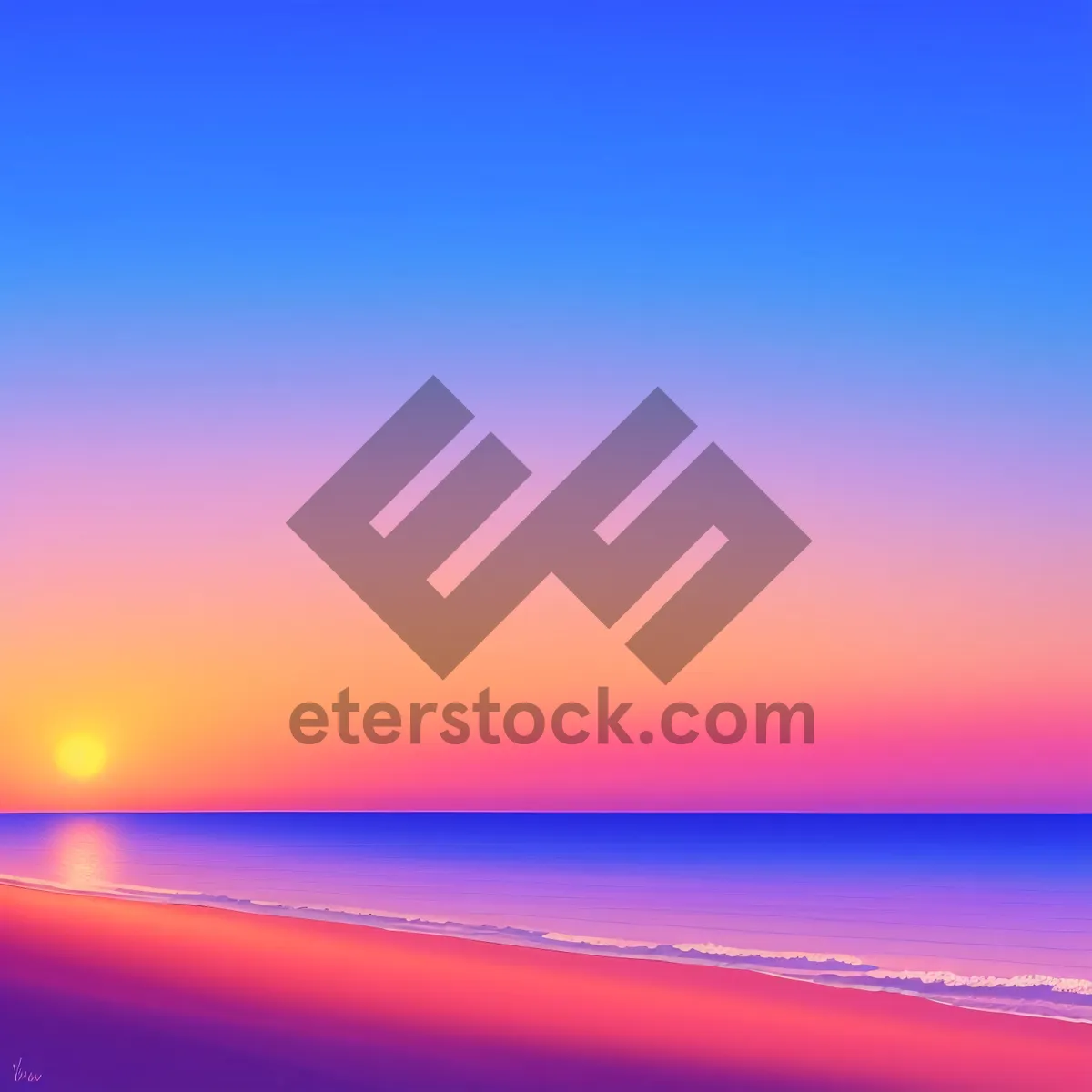 Picture of Sunset Horizon Over Ocean Waves