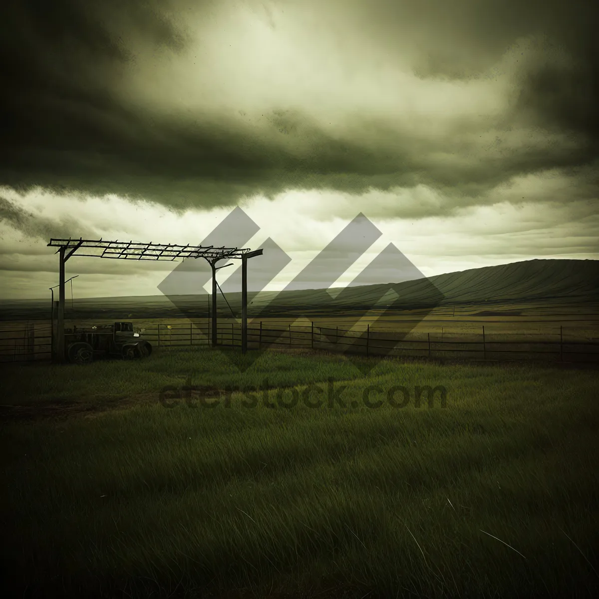 Picture of Summer Horizon: Scenic Countryside Landscape with Worm Fence