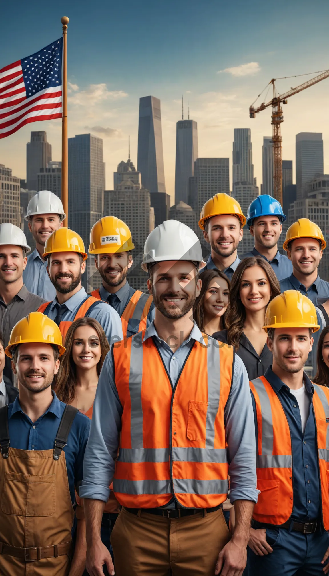 Picture of Smiling construction worker on job site with hardhat