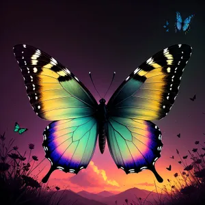 Summer Butterfly Wing Art Design Silhouette