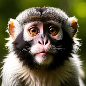 Playful Primate Glancing with Furry Charm